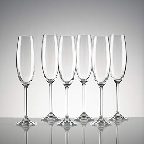Lenox Champagne Flutes, Tuscany Classics 8 Oz Champagne Glasses Set of 6, 1.5 x 10-inch, Clear European Glass, Stemware, D...