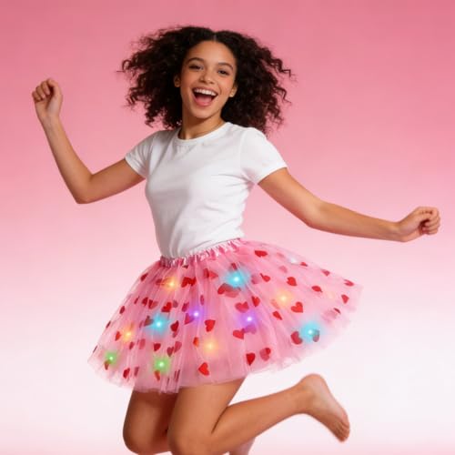 Women's LED Tutu Skirt Light Up Tutus Layered Tulle Ballet Skirt Sparkly Sequin Tutu Costume for Halloween Party Carnival