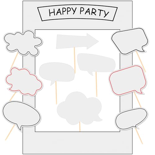 18pcs Blank Photo Booth Props Black Chalkboard Photo Booth Props Frame with Bubble DIY Photo Props for Birthday Wedding Pa...