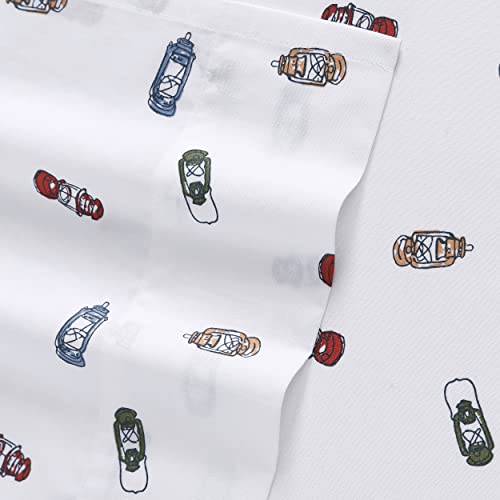 Eddie Bauer - Full Sheets, Cotton Percale Bedding Set, Crisp & Cool Home Decor (Explore Lantern White, Full)