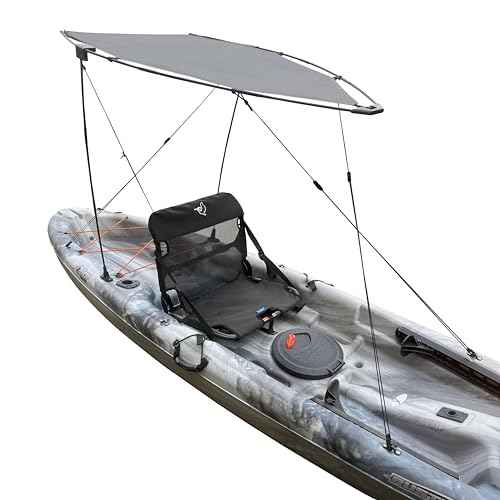 Pelican Kayak Canopy - Water Resistant - UPF 20 Sun Protection - Fits on Most Kayaks - Grey