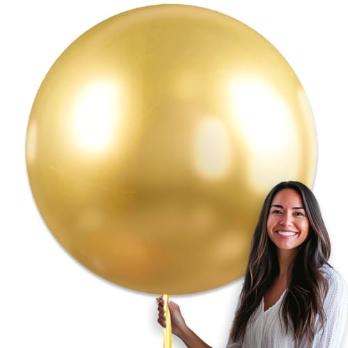 PartyWoo Metallic Gold Balloons 4pcs 36 Inch Extra Large Big Jumbo Giant Chrome Gold Latex Helium Balloons for Graduation ...