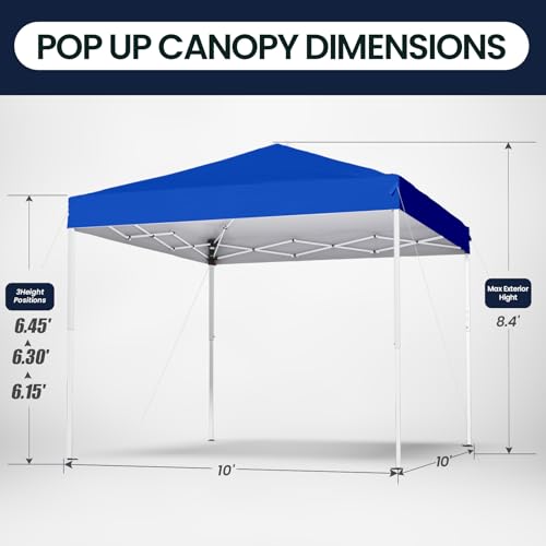 PHONWHON Shades 10x10 Pop Up Canopy, Heavy Duty Beach Tent with Carrying Bag for Easy Moving, Sun Shelter for Parties, Eve...