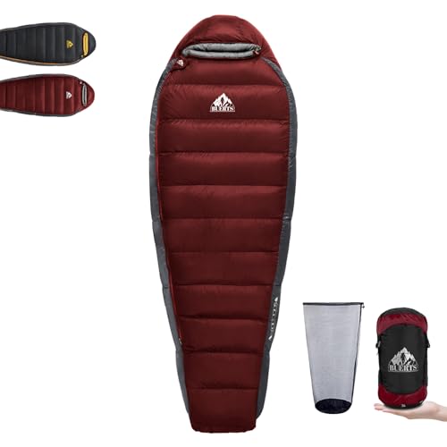 BUERTS Down Sleeping Bag for Adults Cold Weather Ultralight & Compact 680FP Backpacking Sleeping Bag for Camping, Hiking, ...