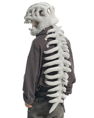 JingDan Wearable Dinosaur Skeleton Spinosaurus Plush Dino Outfit,3D Dinosaur Skeleton Capes Plush Skulls,Halloween Costume...