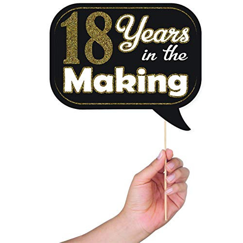 18th Birthday Photo Booth Props - 41-pc Photobooth Kit with 8 x 10-Inch Sign, 60 Adhesive Pads, 45 Sticks - 18th Birthday ...