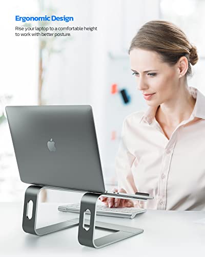 Nulaxy Fully Aluminum Detachable Laptop Stand, Ergonomic Ventilated Cooling Laptop Holder Computer Riser for Desk, Anti-Sl...