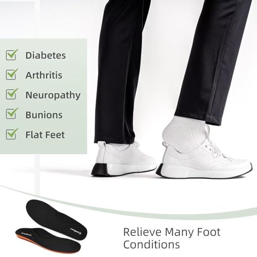 Women's Orthopedic Leather Dress Walking Shoes: Comfortable Shoes with Arch Support for Plantar Fasciitis, Casual Flat Fee...