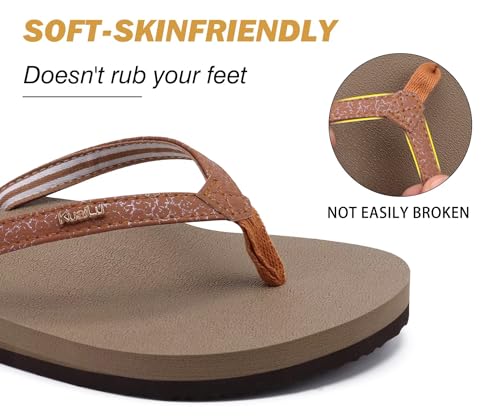 KUAILU Womens Arch Support Flip Flops Comfortable Yoga Mat Slip on Summer Beach Walking Thong Cushion Sandals