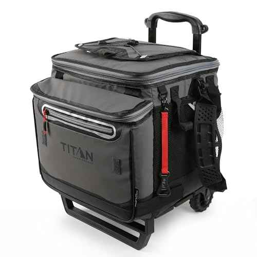 Titan Deep Freeze 60 (50+10) Can Wheeled Cooler - Collapsible Rolling Cooler with Wheels and All-Terrain Cart