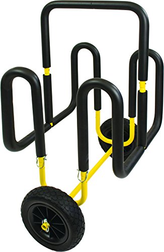 Suspenz Double SUP Transport Cart with Airless Wheels, Carrier/Trolley for 2 Stand Up Paddle Boards & Surfboards, Yellow (...