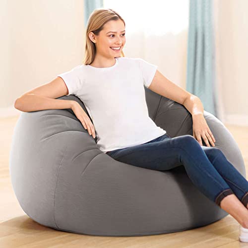 Intex 68579EP Beanless Bag Inflatable Lounge Chair: Corduroy Textured Flocking – Durable Vinyl – Folds Compactly – 220lb W...
