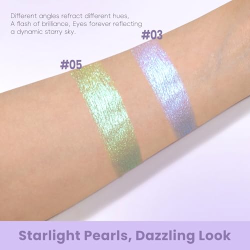 HOSAILY Holographic Blue Purple Glitter Eyeshadow, Multichrome Shimmer Color Shifting Single Eyeshadow, Chameleon Metallic...
