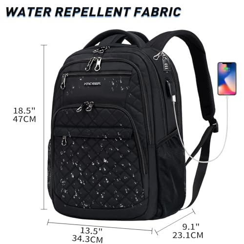 KROSER Travel Laptop Backpack 17 Inch Large Computer Backpack Water-Repellent Daypack with USB Charging Port RFID Pockets ...