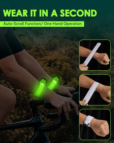 Fitense Rechargeable LED Armband 2-Pack, High Visibility Reflective Running Gear for Night Safety, 5 Colors & 3 Modes Ligh...