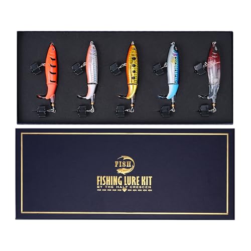 5PCS Glide Bait Set for Fisher Adult Men Teen Boys, Freshwater and Saltwater Fishing Lures Kit for 2025 Xmas Surprise Gift
