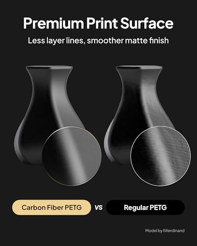 ELEGOO Carbon Fiber PETG Filament 1.75 mm Black 1KG, High Strength & Rigidity PETG-CF 3D Printing Filament, Abrasion Resis...