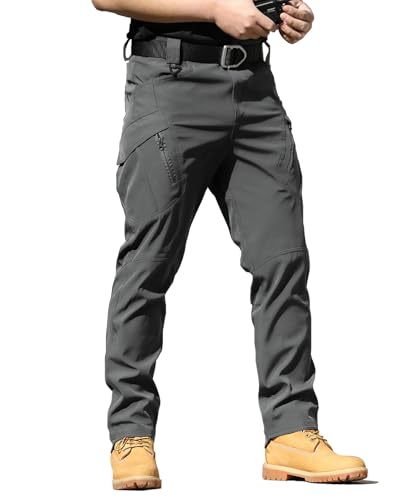 Men's Tactical Cargo Pants Stretch Ripstop Lightweight Waterproof Multi Pockets Work Hiking Outdoor Casual Pants (No Belt)