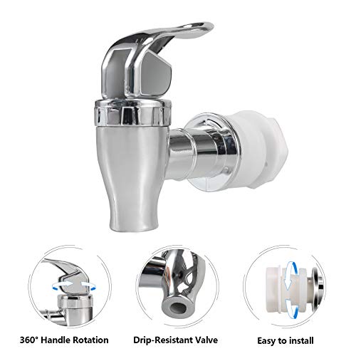 16mm Beverage Dispenser Replacement Spigot Silver Push Style faucet for Beverage Dispenser Carafe Plastic Pour Spout Set I...