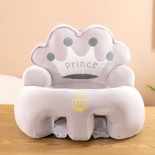 Crown Baby Floor Seat Cute Baby Support Sofa Sit Up Chair for Learning to Sit, Toddler Sitting Chair (Gray, 40cm*55cm)