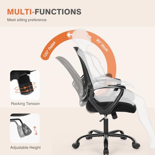 Sweetcrispy Home Office Managerial Executive Chair with Ergonomic Design, Mid-Back Mesh Swivel, Comfortable Lumbar Suppor...