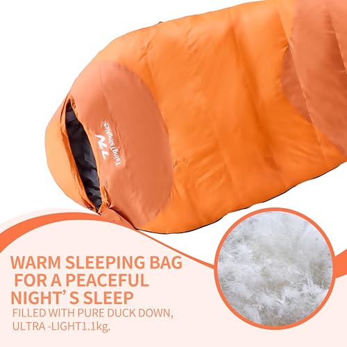 TsingTsingNest Backpacking Sleeping Bag 3 Season 20F Fill 21 Ounces of Duck Down 650Fill Power Duck Down Sleeping Bag Ultr...