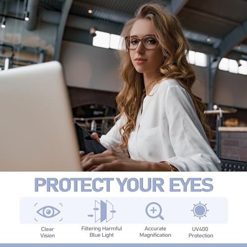 ORANZI Reading Glasses Women, 3 pack Fashion Oversized Blue Light Readers Women, Spring Hinge Cat Eye Glasses Anti Eyestrain