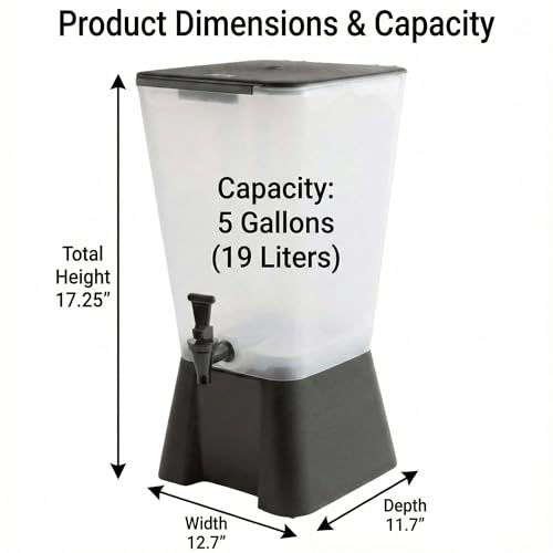 Beverage Dispenser 5 Gallon Drink Dispenser with Spigot, Juice Dispensers for Parties, Black Base