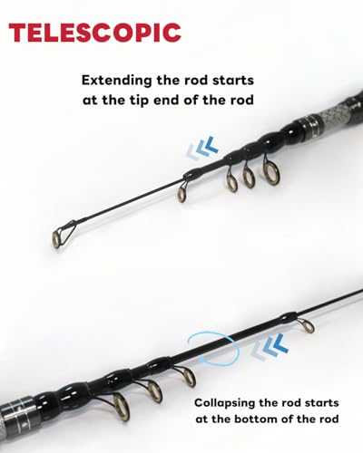FINNECT Telescopic Fishing Rod - Lightweight 42T Carbon Fiber Portable Travel Rod for Freshwater River Fishing, Beginner &...