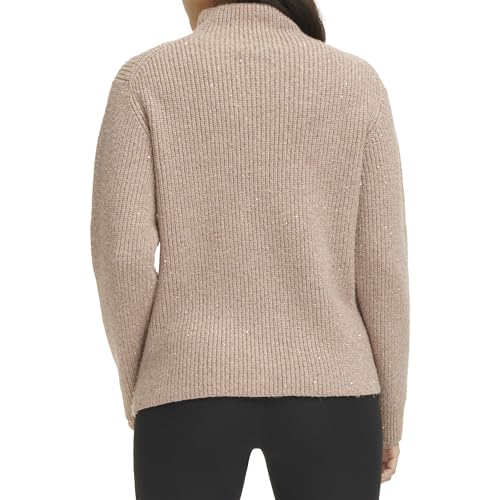 Calvin Klein Women's Sequin Mock Neck Long Sleeve Sweater