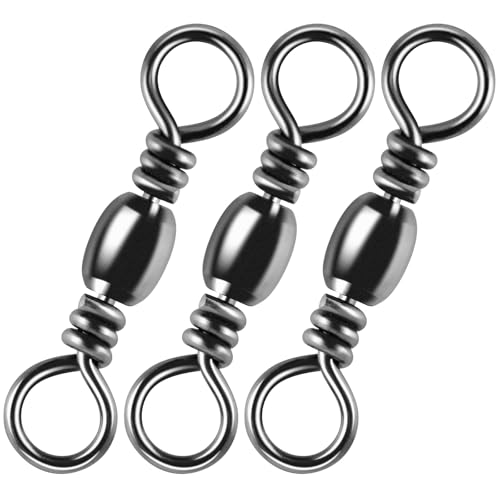 Alwonder 100-Pack Fishing Barrel Swivels, High Strength Stainless Solid Ring Brass Barrel Swivel with Black Nickel Coatin...