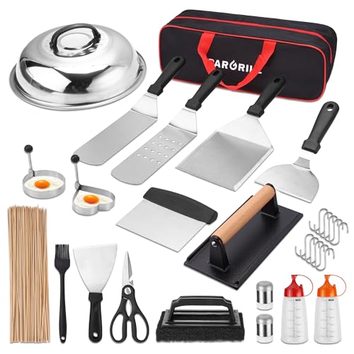 PARGRILL 128 PCS Griddle Accessories Kit - Premium Flat Top Grill Accessories Set for Blackstone & Camp Chef, Stainless St...