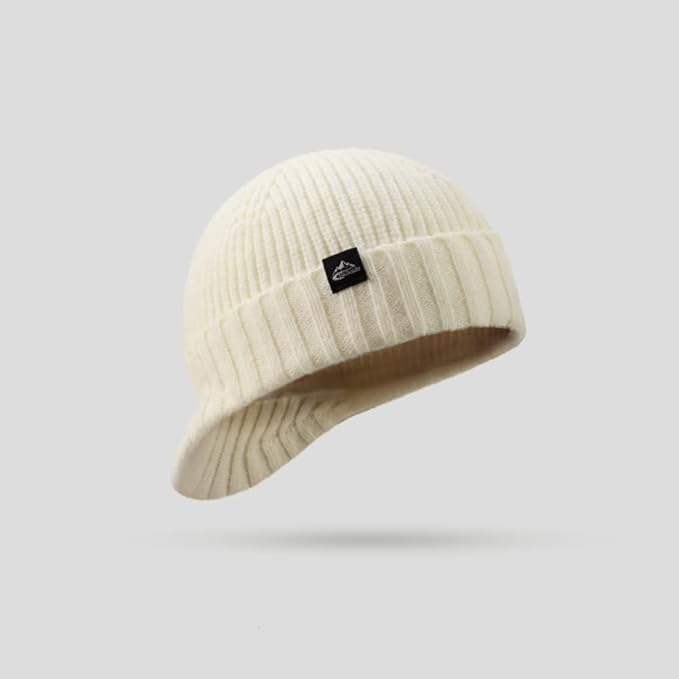 Men's Black Thermal Winter Beanie Hat Fleece Lined Skull Cap for Cold Weather Windproof Soft Warm Knit Hat for Outdoor Sports