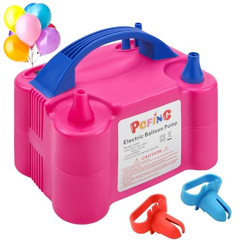 PCFING Balloon Pump Electric, Portable Balloons Inflator Blower Machine with Balloon Tie Tool & Dual Nozzle