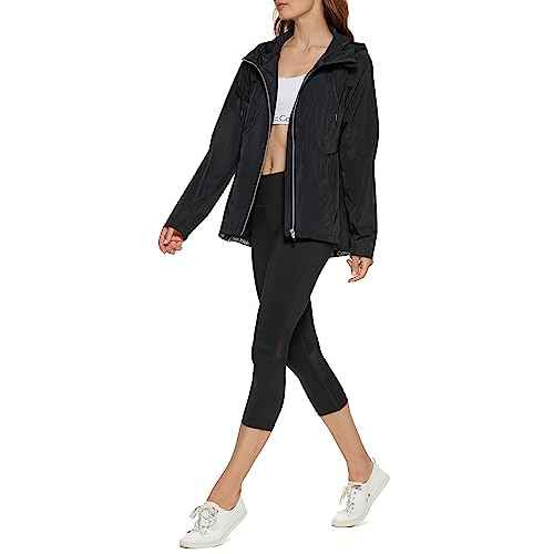 Calvin Klein Performance Women's Hooded Windbreaker, Black, Small