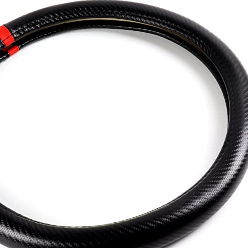 Q1-TECH, Steering Wheel Cover Pole Position Accent Sport Carbon Fiber Look Style for Car Truck SUV Universal 15 Inch Fitme...