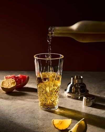 Fioance Glass Cocktail Shaker, 15oz Cutting Design - Exquisite Martini Shaker for Elevated Mixology. Perfect for Christma...
