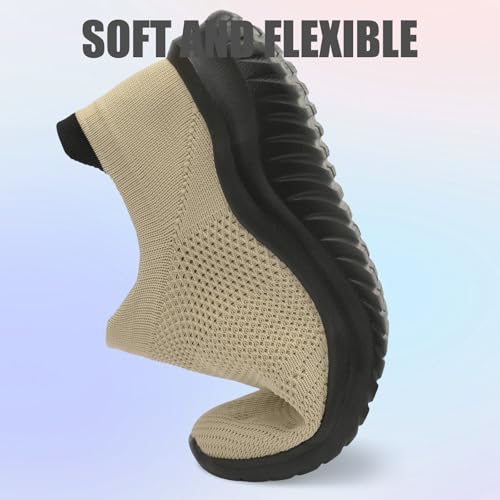 Womens Walking Shoes Mesh Casual Fashion Slip On Lightweight Breathable Sock Shoes Non-Slip Workout Hiking Sneakers