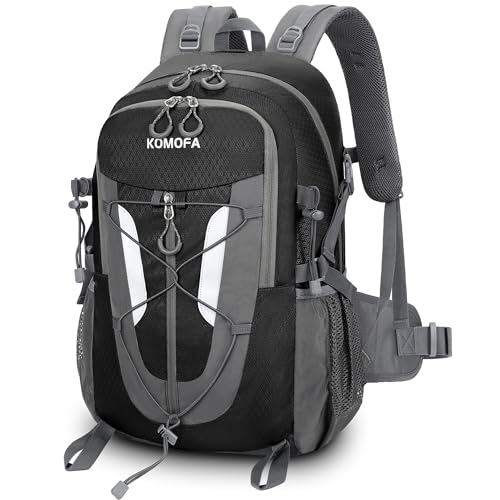 Komofa Hiking Backpack 30L Lightweight Travel Daypack Small Day Pack for Men Women Outdoor Camping Backpacking, Black