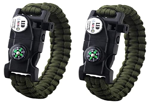 Galaxy 21 in 1 Survival Bracelet, Paracord Emergency Outdoor Sports Wristband Kit Waterproof Compass, SOS LED Light, Therm...