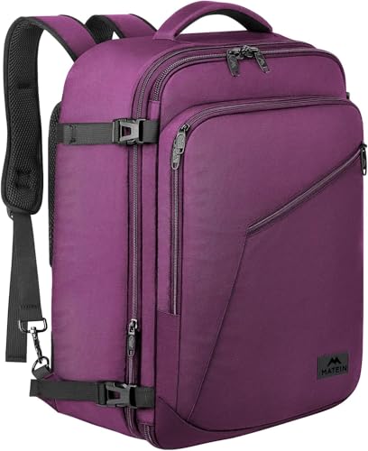 MATEIN Large Purple Travel Backpack, Water Resistant Airplane Backpack for Women, Expandable Casual Daypack for Work, Inte...