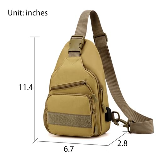 Tactical Crossbody Backpack for Men, Handiness Mountain Climbing, Lightweight Daypack for Biking Travel, Khaki