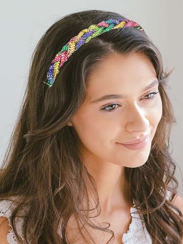 EARENT Light Up Rave Headband Multicolor Glow Rhinestone Hair Accessories for Women