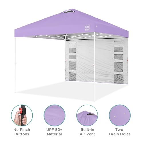 Best Choice Products 10x10ft Easy Pop Up Canopy w/Side Wall, 10 Pockets, Portable Carrying Case, 1-Button Setup, 4 Weight ...