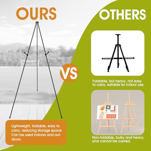 AROIC 63" Easel Stand for Display, 3 Pack Portable Foldable Metal Easel, Easels for Signs Wedding Logos,Arts, Painting,Adj...
