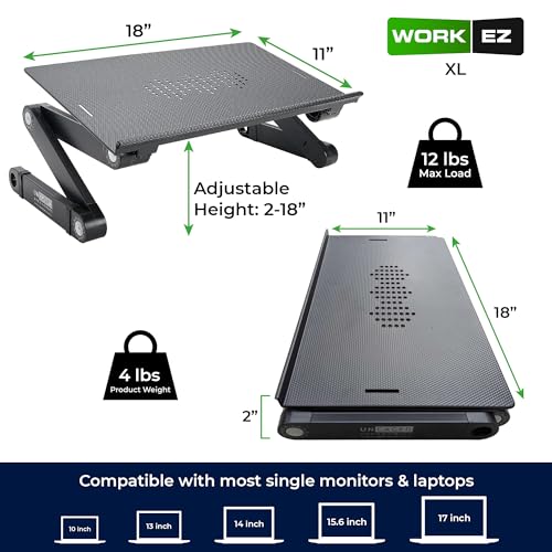 Uncaged Ergonomics WorkEZ Adjustable Laptop Stand for Desk, Laptop Stand Adjustable Height, Foldable Aluminum Cooling Comp...