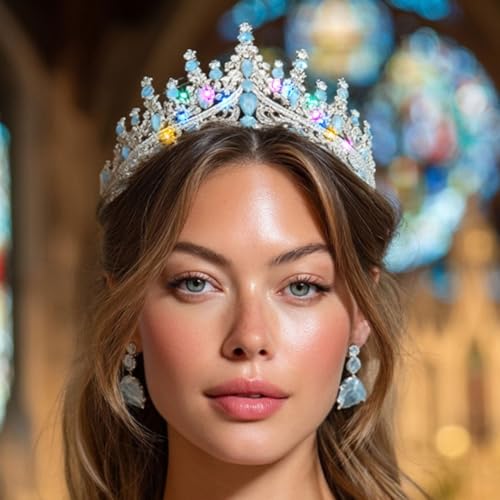 Brishow Light Up Bridal Wedding Rhinestone Tiaras, Crystal Prom Peagant Crowns, Sparkly Homecoming Headband for Women