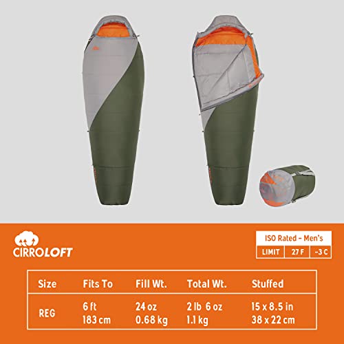 Kelty Cosmic Synthetic Fill 40 Degree Backpacking Sleeping Bag with Compression Straps, Compact and Lightweight