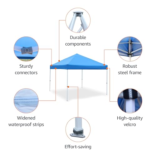 Amazon Basics Outdoor Pop Up 10 x 10 Canopy Tent for Events, Portable with Easy Setup, Includes Wheeled Carry Bag, 8 Pegs,...