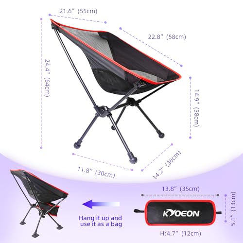 KYOEON Portable Camping Chair, Ultralight Durable Foldable Chair for Outdoor Camp,Travel, Beach, Picnic, Garden, Sport Stu...
